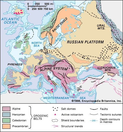 Тектоническая схема Европы